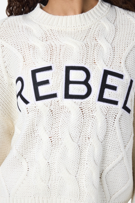 Noisy may nmrebecca l/s o-neck cable knit